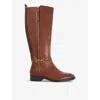 Dune Womens Taylyn Snaffle-trim Leather Heeled Knee-high Boots Tan Leath In Tan Leather