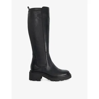Dune Womens Toni Leather Knee-high Boots Black Leather Eur 41 / 8 Uk