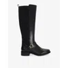 Dune Womens Black Leather Toon Leather Knee-high Riding Boots Eur 39 / 6 Uk In Black