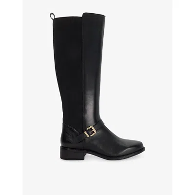 Dune Womens Black Leather Toon Leather Knee-high Riding Boots Eur 39 / 6 Uk