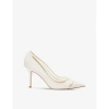 DUNE DUNE WOMEN'S WHITE-LEATHER AURELIE POINTED-TOE SUEDE COURTS