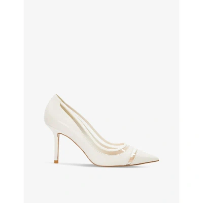 Dune Womens White-leather Aurelie Pointed-toe Suede Courts