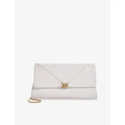 Dune Womens White Leather Bee Leather Clutch Bag
