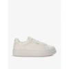 DUNE DUNE WOMEN'S WHITE-LEATHER EASTERN LOGO-EMBOSSED FLATFORM LEATHER LOW-TOP TRAINERS
