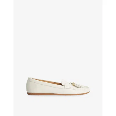 Dune Womens White Leather Geen Leather Penny Loafers Eur 38/5 Uk