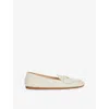 Dune Womens  Gina Logo-plaque Leather Loafers In White Leather