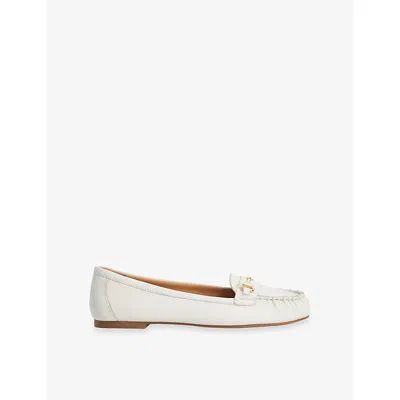 Dune Womens White Leather Guno Snaffle Suede Loafers Eur 38/5 Uk In Animal Print