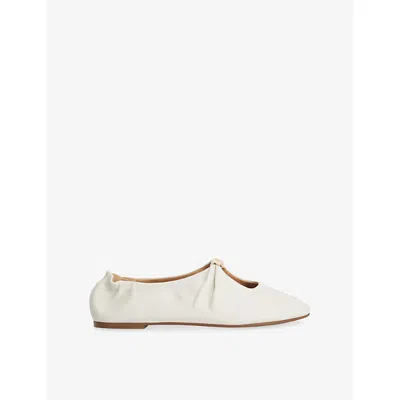 Dune Womens White Leather Havella Leather Ballet Flats Eur 38/5 Uk In Multi