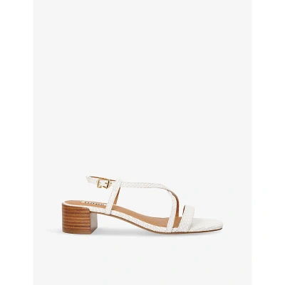 Dune Womens White-leather Jaskell Snake-print Leather Sandals