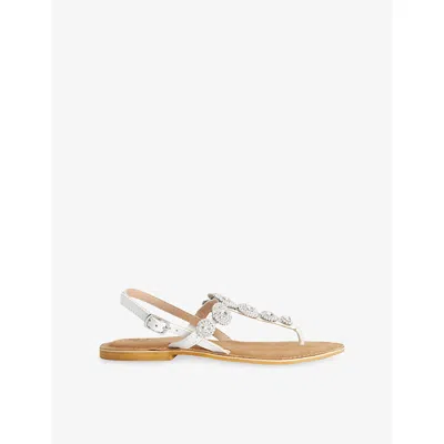 Dune Womens White Leather Liana Leather Sandals Eur 41 / 8 Uk