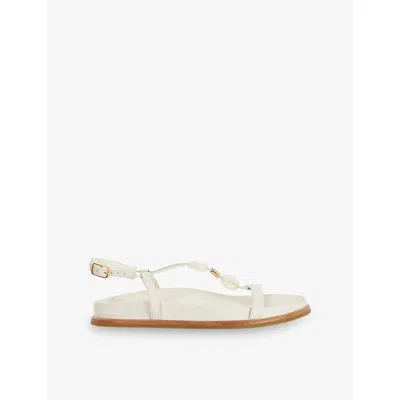Dune Womens White Leather Lottee Leather Sandals Eur 39 / 6 Uk