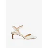 Dune Womens White Leather Maddies Leather Heeled Sandals Eur 40 / 7 Uk