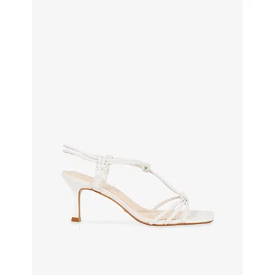 Dune Womens White Leather Matti Leather Heeled Sandals Eur 39 / 6 Uk