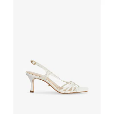 Dune Womens White Leather Mischievous Leather Heeled Sandals Eur 41 / 8 Uk