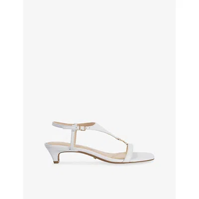 Dune Womens White Leather Monacos T-bar Leather Sandals Eur 37 / 4 Uk