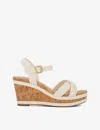 Dune Womens White-plain Synthetic Kelisa Braided-strap Wedge-heel Faux-leather Heels In White-plain Synthetic
