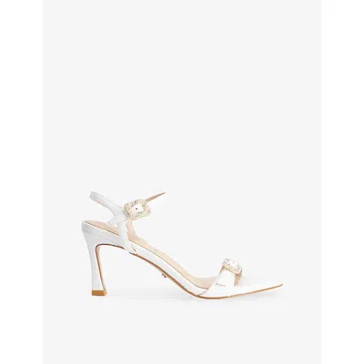 Dune Womens White Plain Synthetic Milana Faux-leather Heeled Sandals Eur 37 / 4 Uk