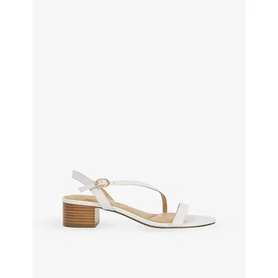 Dune Womens White Rept Print Leather Jolene Leather Heeled Sandals Eur 40 / 7 Uk