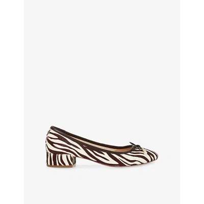 Dune Womens  Amazing Zebra Leather Heeled Courts In Zebra Print Leather