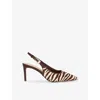 Dune Womens  Closed Zebra Leather Heeled Courts In Zebra Print Leather