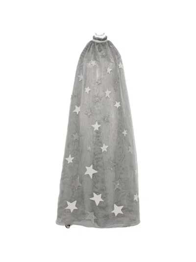 Dunesi Estrella Star-patchwork Ruffled-neck Dress In Gray