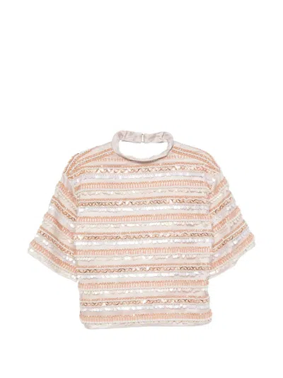 Dunesi Leonor Bead-embellished Blouse In Neutrals