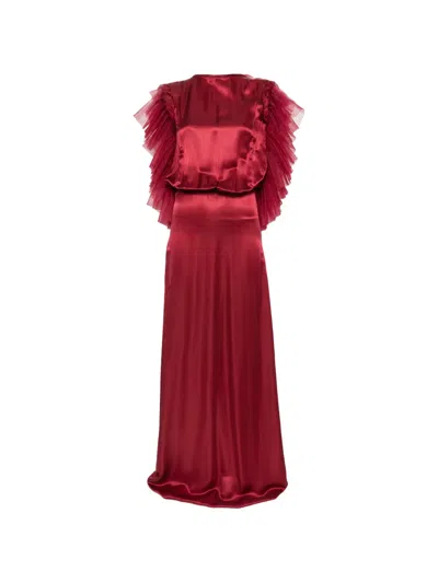 Dunesi Mariposa Ruffled Gown In Red