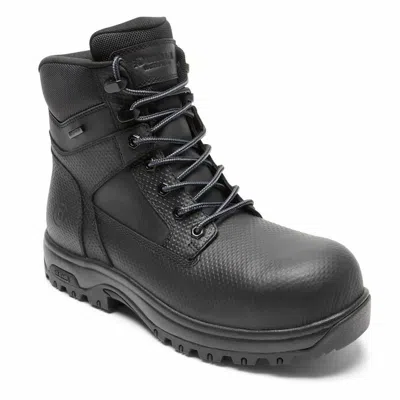 Dunham Men's 8000works Waterproof Safety Plain Toe Boot - Xx-wide In Black Textured Leather In Multi