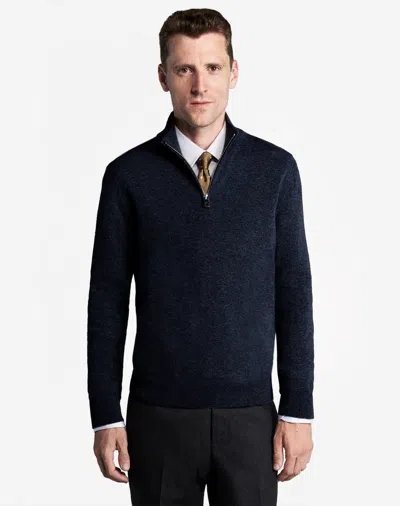 Dunhill 12gg Cashmere 1/4 Zip Jumper In Blue