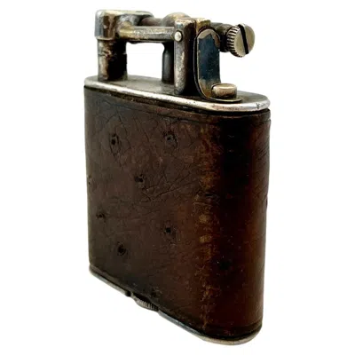 Pre-owned Dunhill 1960s  Lift Arm Ostrich Leather Lighter In Black