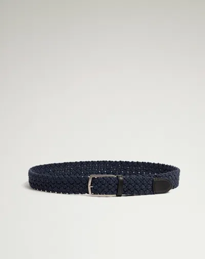Dunhill 32mm Braided Cotton Belt In Blue