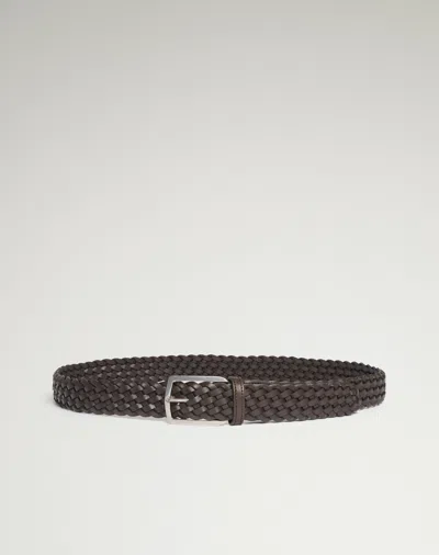 Dunhill 32mm Braided Leather Belt In Brown