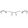 Dunhill 52mm Half Rim Rectangular Optical Glasses In Pink