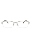Dunhill 53mm Half Rim Rectangular Optical Glasses In Metallic