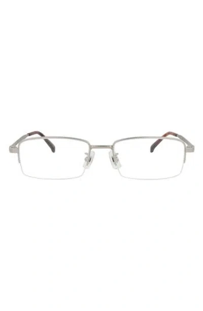 Dunhill 53mm Half Rim Rectangular Optical Glasses In Metallic
