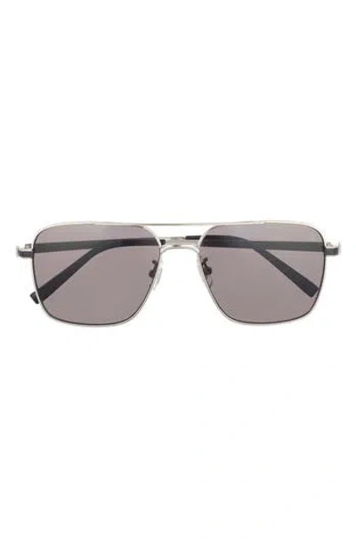 Dunhill 58mm Aviator Sunglasses In Silver