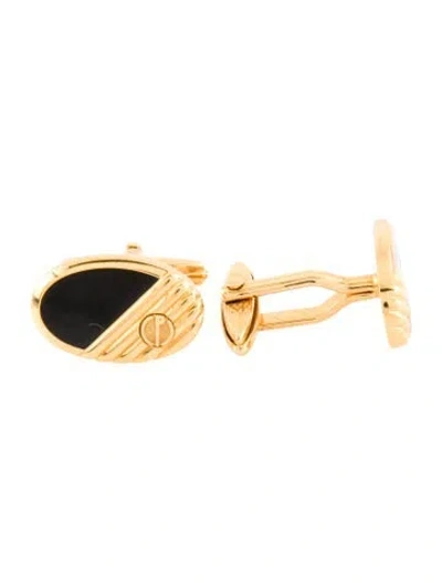 Pre-owned Dunhill Acrylic Logo Cufflinks In Black