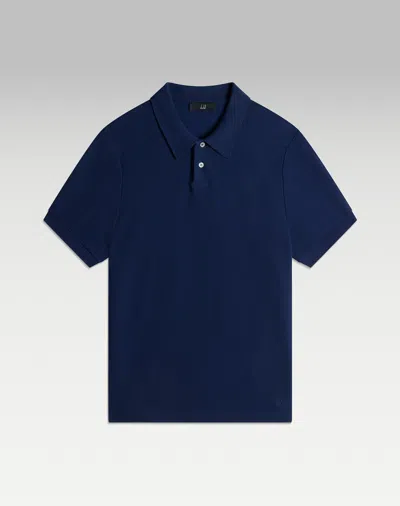 Dunhill Ad Cypher Cotton Pique Short Sleeve Polo In Blue