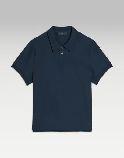 Dunhill Ad Cypher Cotton Pique Short Sleeve Polo In Blue