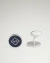 Dunhill Ad Hallmark Navy Lacquer Cufflinks In Silver/crystal