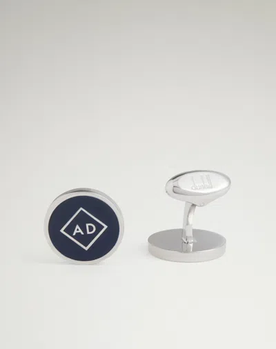 Dunhill Ad Hallmark Navy Lacquer Cufflinks In Silver/crystal