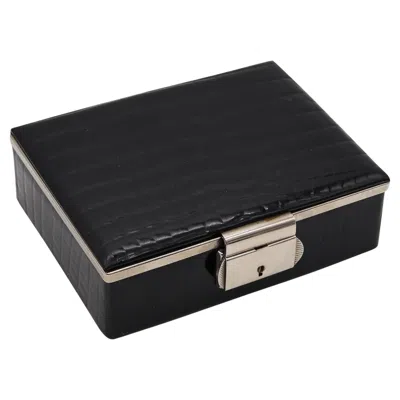 Pre-owned Dunhill Alfred  Germany 1990 Decorative Desk Box In Black Leather & Chromed Steel
