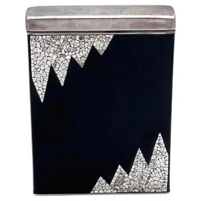 Pre-owned Dunhill Art Deco  Eggshell And Enamel Cigarette Case Black White Zig Zag Design