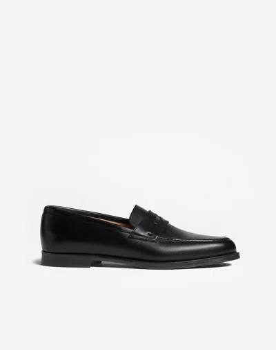 Dunhill Audley Penny Leather Loafers In Black