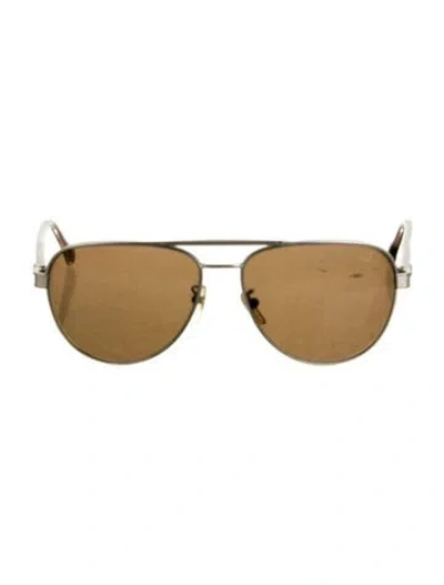 Pre-owned Dunhill Aviator Tinted Sunglasses In Silver
