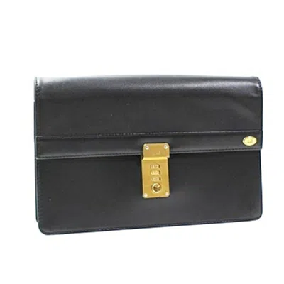 Pre-owned Dunhill Beige Black Leather Clutch Bag () In Beige, Black
