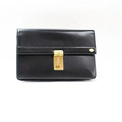 Pre-owned Dunhill Beige Black Leather Clutch Bag () In Beige, Black
