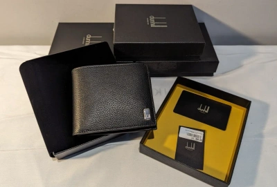 Pre-owned Dunhill Belgrave 4cc Coin Pocket Billfold Leather Wallet Brand Wholesale In Black