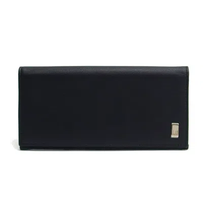 Pre-owned Dunhill Black Champagne Gold Leather Long Wallet (bi-fold) ()