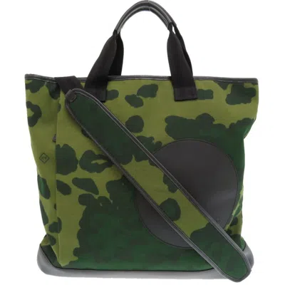 Pre-owned Dunhill Black Green Canvas Leather Tote Bag () In Black, Green